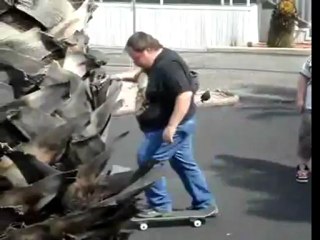 Fat Dad Falls Off Skateboard