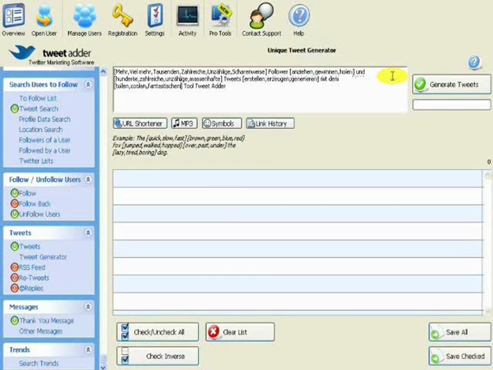 Tweets erstellen mit Tweetadder