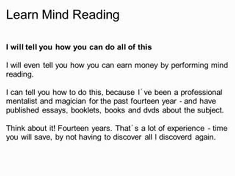 Learn Mind Reading - Mentalist On How To Learn Mind Reading