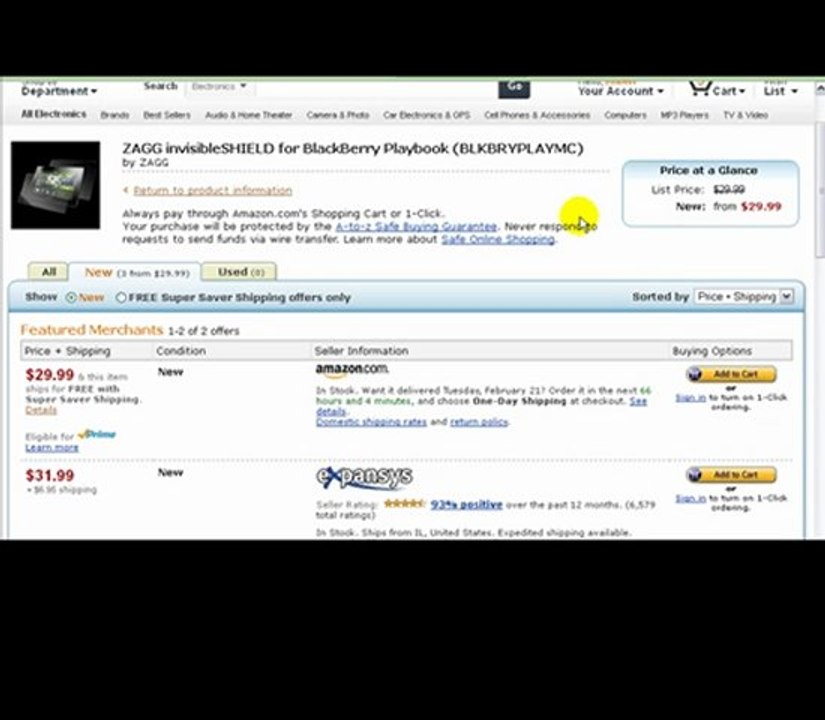 Blackberry Playbook Screen Protector - Zagg invisibleSHIELD