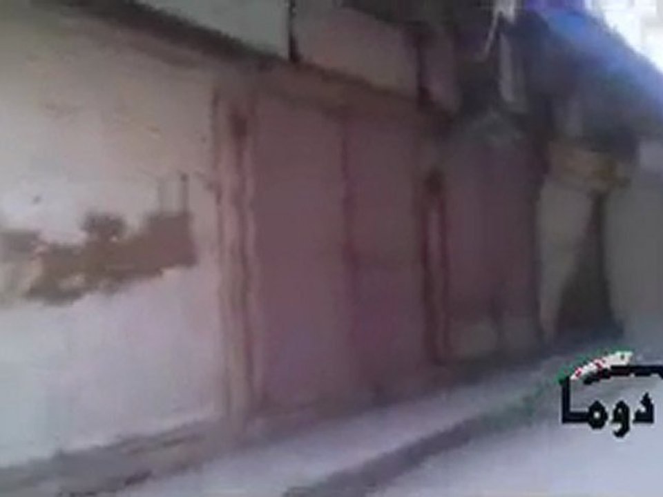 فري برس  ريف دمشق دوما  إضراب حداداً على روح الشهيد أبوعلي خبية   21 2 2012