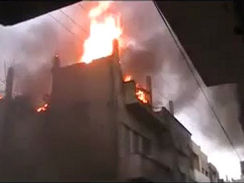 فري برس حمص باباعمرو هام إحتراق منزل بشكل كامل 20 2 2012