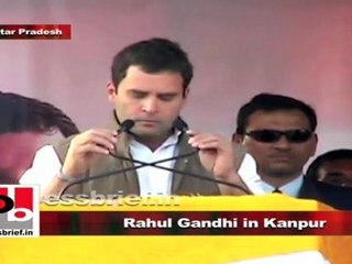 Rahul Gandhi in Kanpur speaking at an election rally