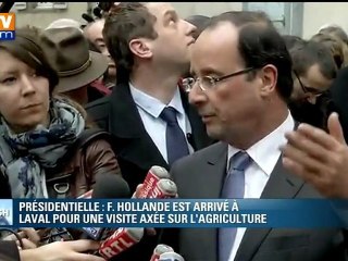 Hollande charge Sarkozy à la sortie de son meeting de Laval
