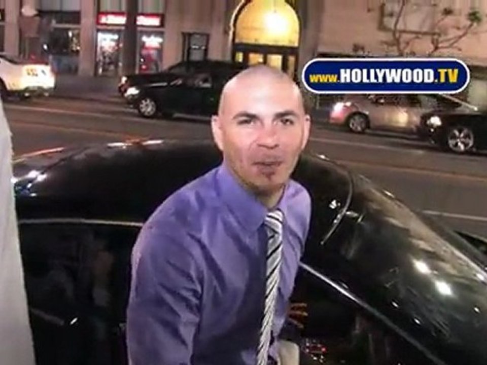 EXCLUSIVE: Pitbull Leaves Katsuya Restaurant