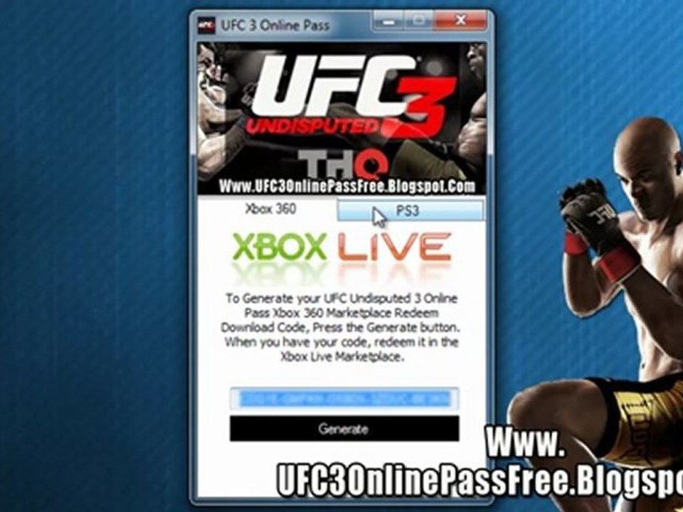 UFC Undisputed 3 Online Pass Code Free - Xbox 360 PS3
