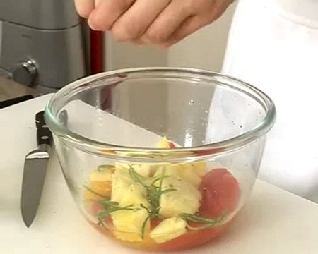 Recette de soupe froide d'agrumes à la menthe et aux écorces d'orange confite