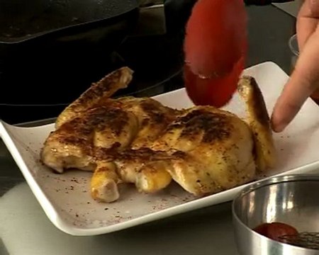 Recette de coquelet en crapaudine, légumes à la diable