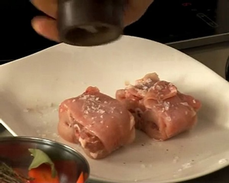 Recette de râble de lapin piqué au lard et carottes nouvelles