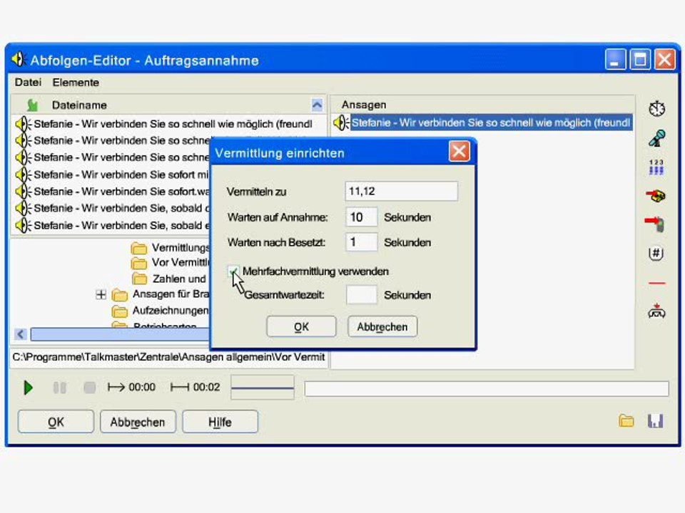 Talkmaster-Zentrale Mehrfachvermittlung