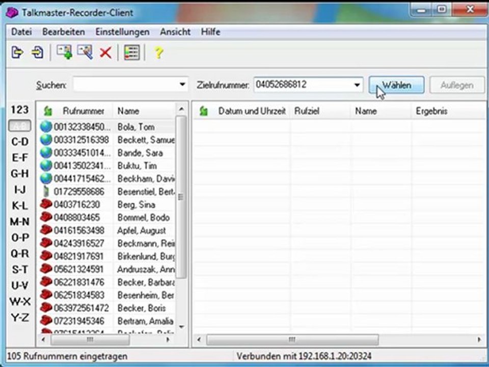 Mitschnitt starten am Arbeitsplatz-PC