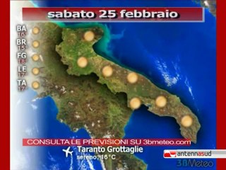 Previsioni del tempo, sabato 25 febbraio