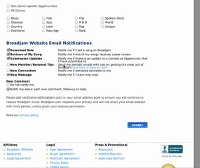 How to change e-mail notification settings on Broadjam
