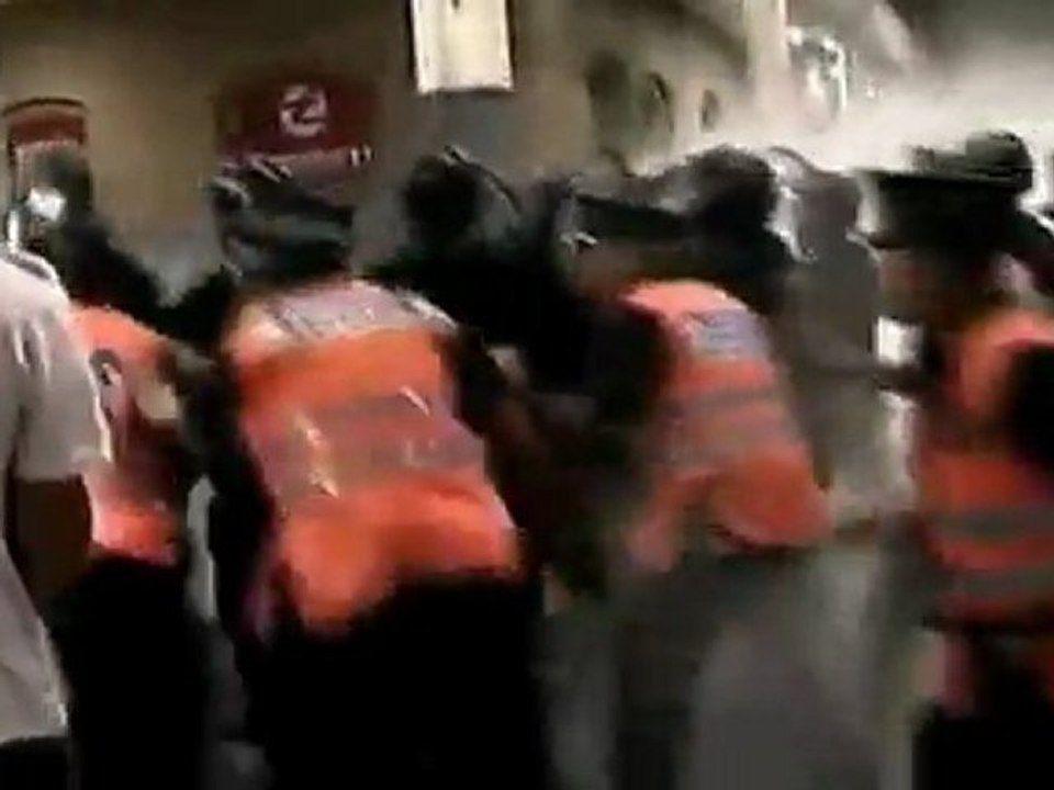 Protesters, police clash at train station