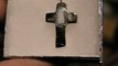 Sterling Hollow Cross Necklace with Idaho opal