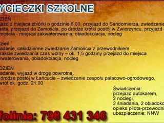WYCIECZKA SZKOLNA - ZAMOŚĆ