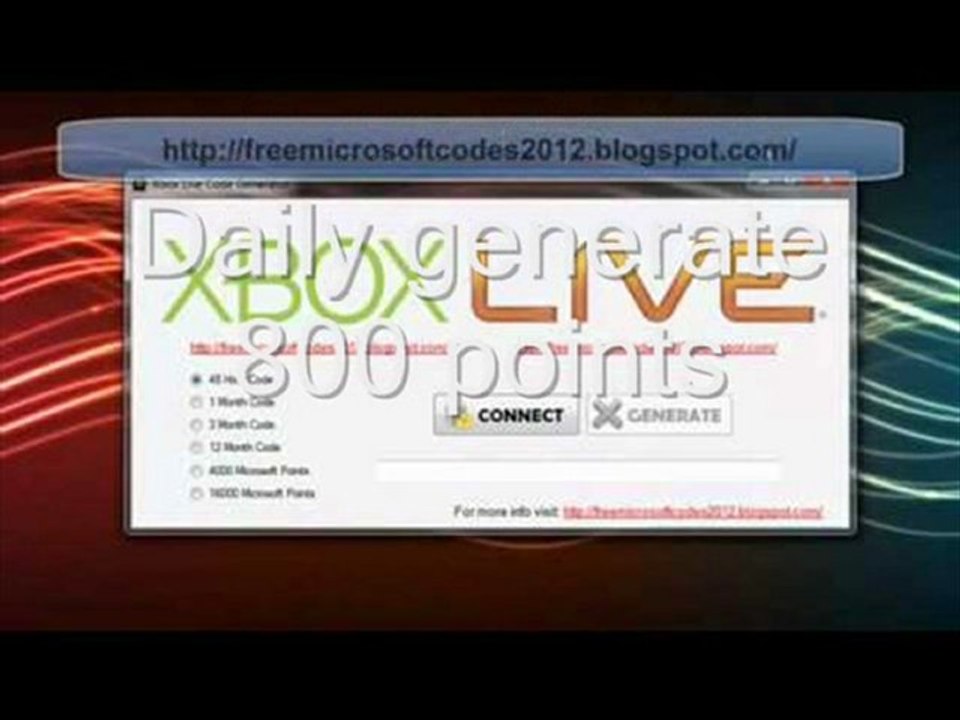 Xbox 360 Free LIVE Code/points