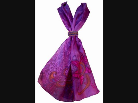 Artistic Silk Scarf and Scarf-wearing Accessories