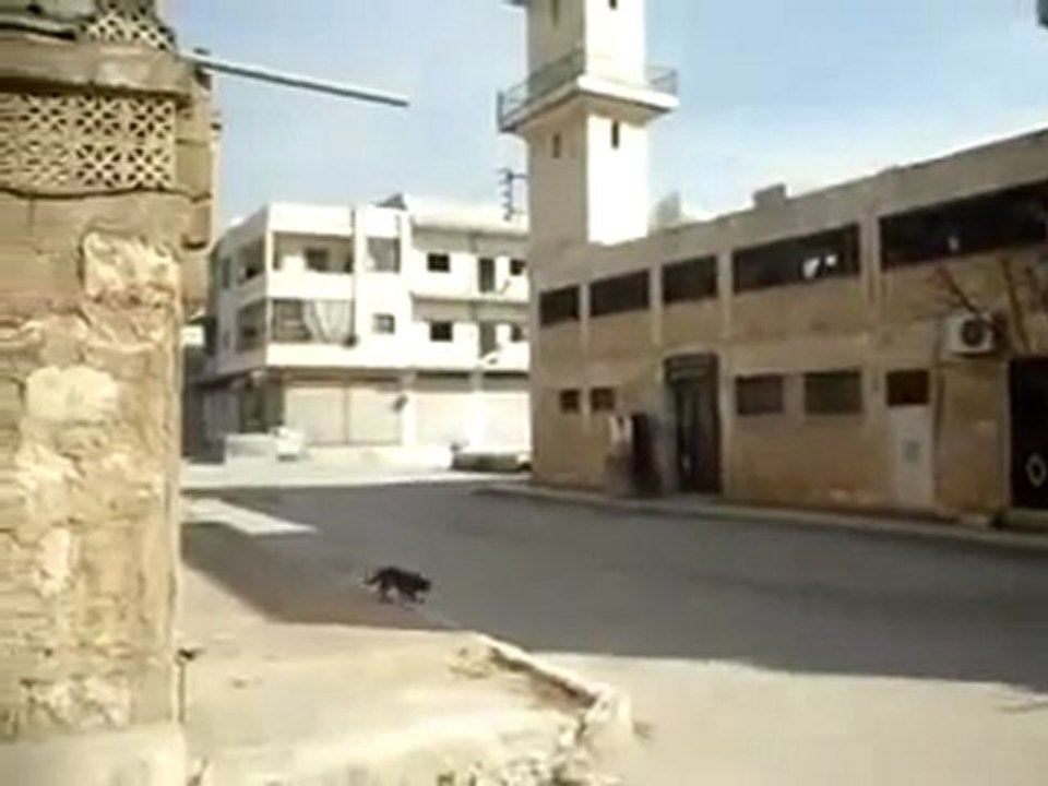 فري برس  حلب الأتارب المحتلة   سيارة محروقة لأحد المواطنين و حظر التجول 24 2 2012