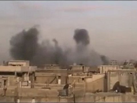 فري برس باباعمرو القصف على الحي لحظة سقوط الصواريخ 24 2 2012