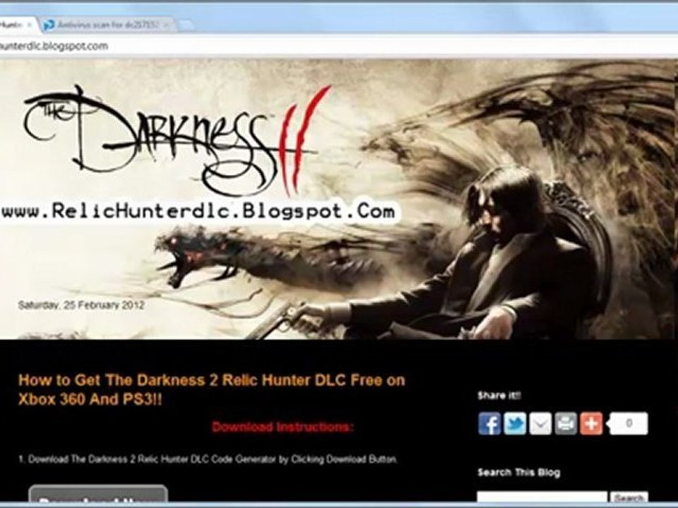 The Darkness 2 Relic Hunter DLC Free Giveaway