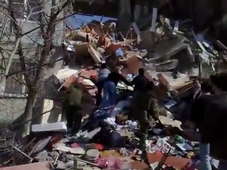 Effondrement d'un immeuble à Astrakha, Moscou, suite à une explosion de gaz