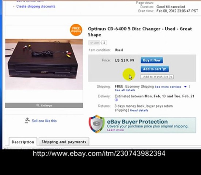 Optimus CD-6400 5 Disc Changer - Multi Disk CD Player