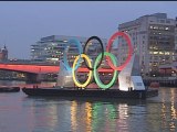 Olympic Games rings float down River Thames