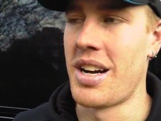 Tyler Farrar at the finish of Kuurne-Brussel-Kuurne