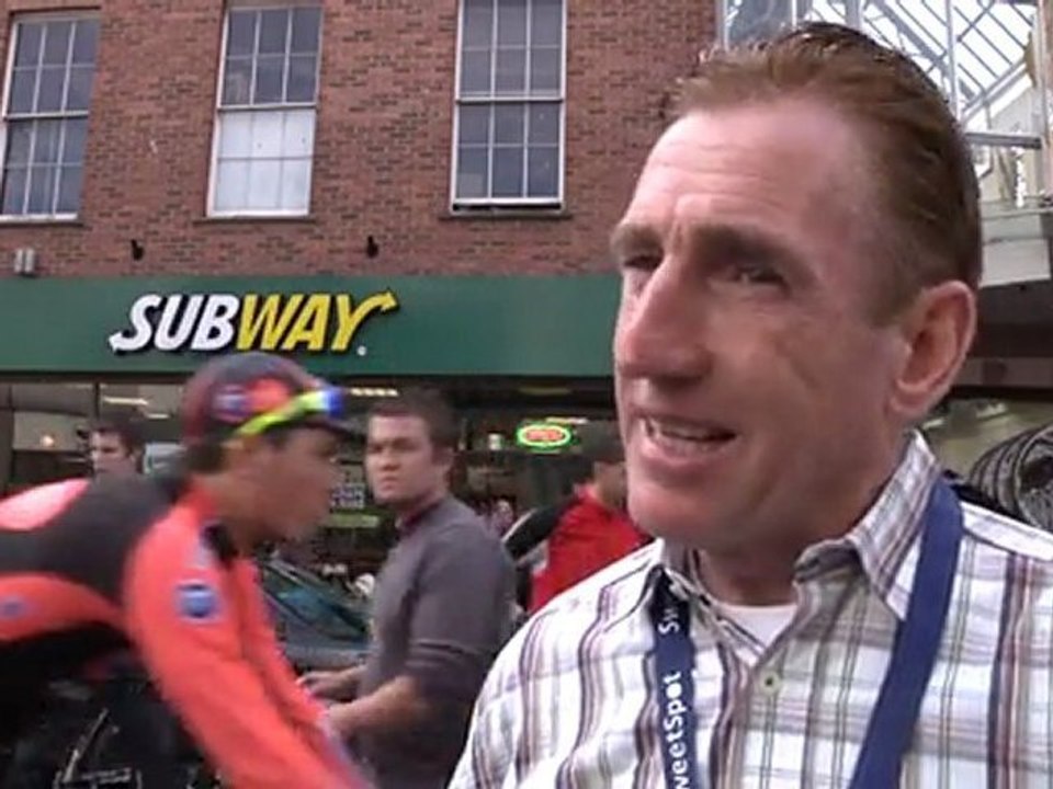 Kelly talks during the 2011 Tour of Britain