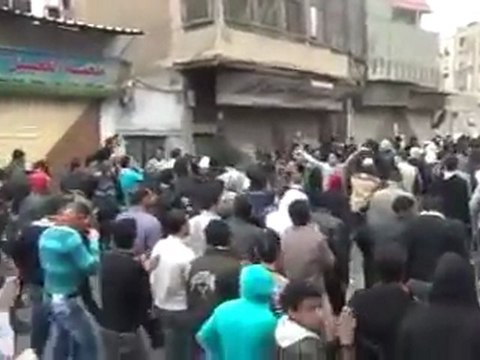 فري برس دمشق كفرسوسة المظاهرة التي انطلقت بعد دفن الشهيدين 28 2 2012 ج1