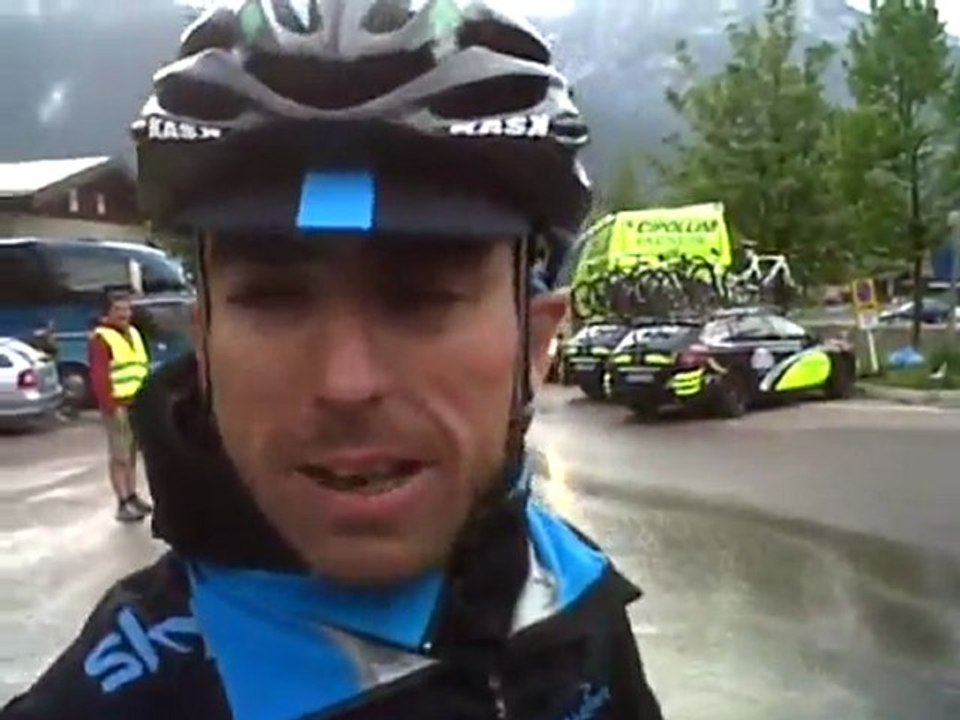 Russell Downing talks after making it to the end of stage 15 of the 2011 Giro d'Italia