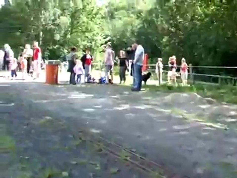 Zweitaktlok fährt im Bahnhof des DBC Sprockhoevel