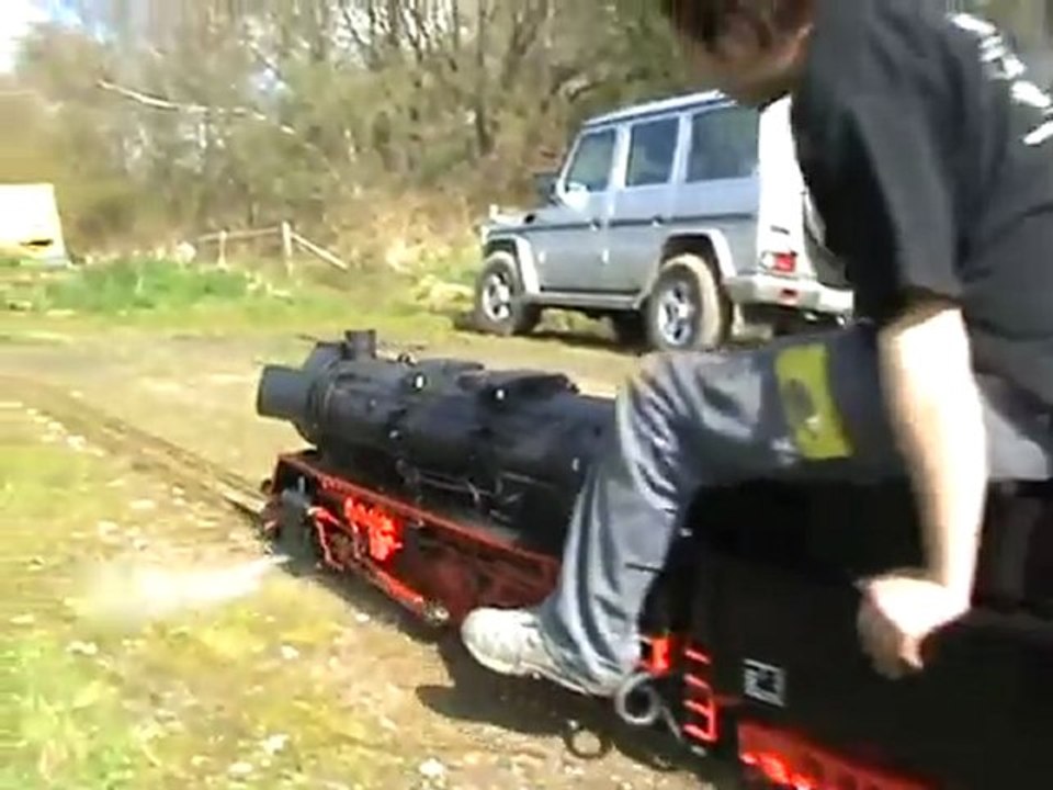 BR 50 auf 7, 25 Zoll Spur verläßt den Bhf  DBC Sprockhoevel