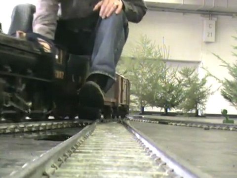 Cologne Livesteam Fair Meeting 2008 A British Steamloco is leaving the five gauge marshalling yards Köln-Messe