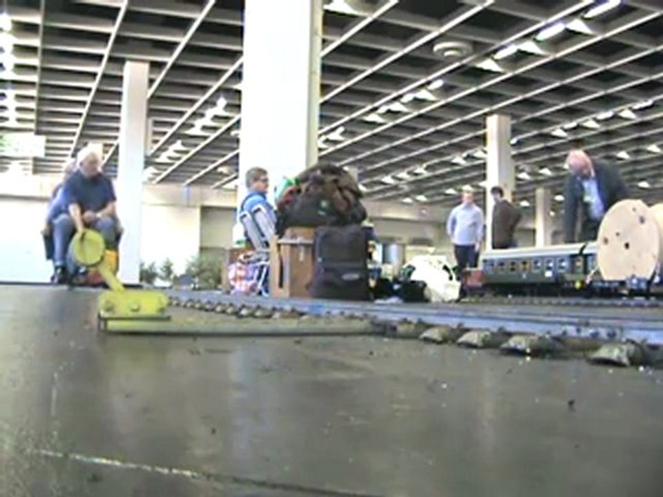 Cologne Livesteam Meeting 2008 Two British engines are driving past the five gauge marshalling yard