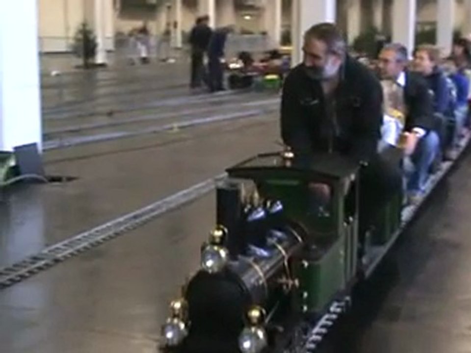 Livesteam Meeting Cologne 2008 British steamloco and audiencetrain and B-Kuppler with tippers