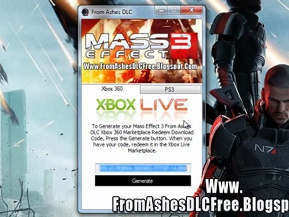 Mass Effect 3 From Ashes DLC Free on Xbox 360 And PS3
