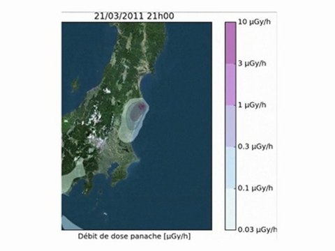 Fukushima - dispersion atmospherique des radiations - echelle regionale