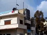 فري برس  حلب رفع علم الاستقلال فوق مجلس بلدية اعزاز 2 3 2012