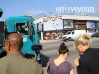 Rachel Hunter looks so good she stops traffic , abruptly!!