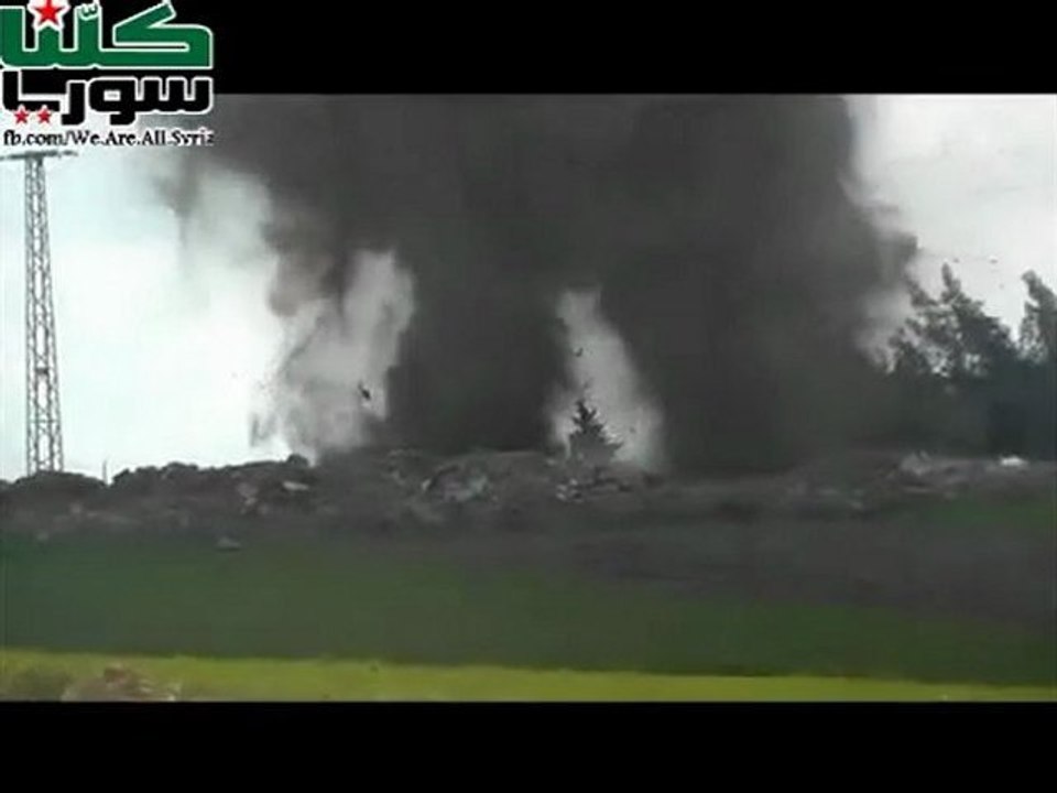 فري برس تفجير دبابة لجيش الاحتلال الاسدي في ادلب صقور الشام   2 3 2012