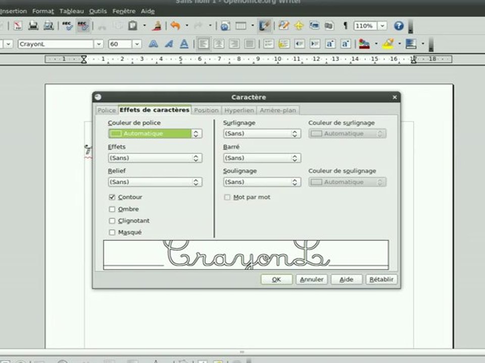 Astuce _ Comment utiliser des polices creuses sous OOo Write