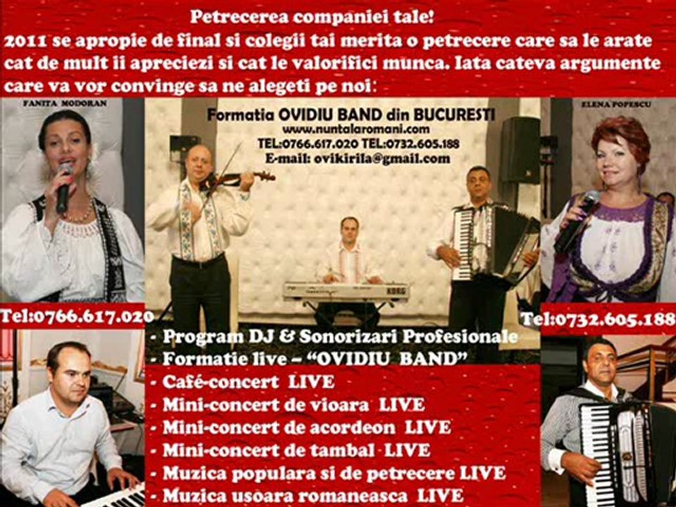 Muzica de petrecere cu formatia OVIDIU BAND din Bucuresti