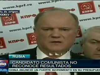 Ziuganov desconoce resultados de comicios: Rusia