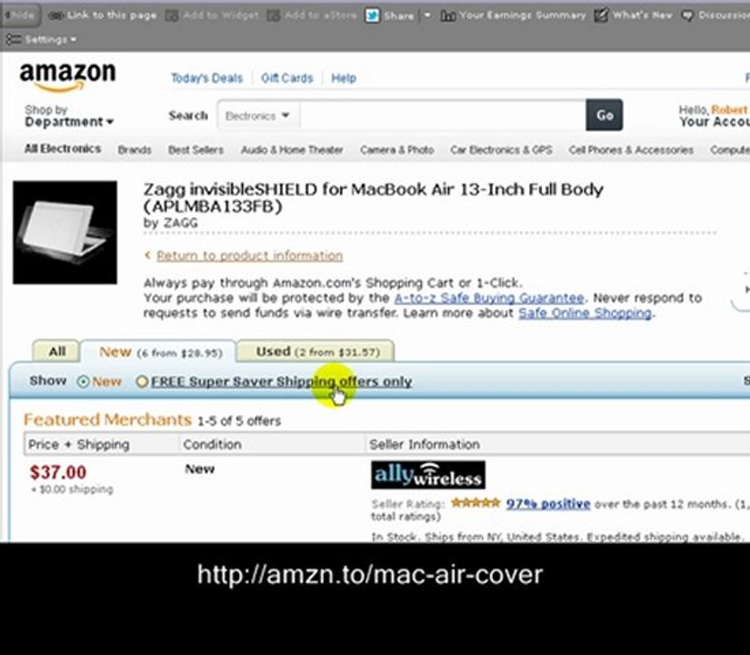 Zagg invisibleSHIELD for MacBook Air 13-Inch Full Body