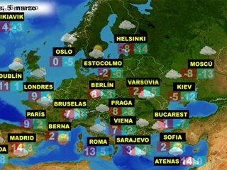 El tiempo en Europa, por países, previsión lunes 5 y martes 6 de marzo