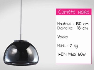 Suspension design en verre noire de Illumine Design  - Comète noir