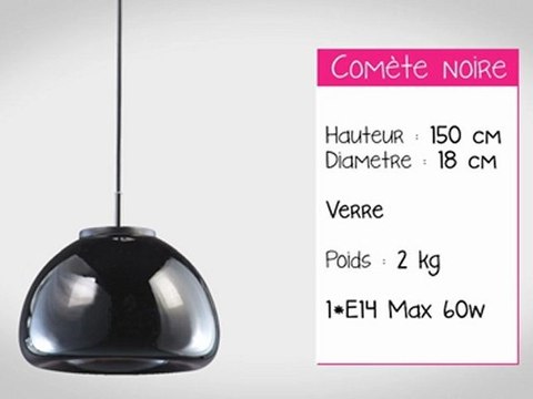 Suspension design en verre noire de Illumine Design - Comète noir