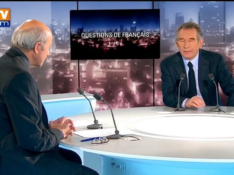François Bayrou, invité de BFMTV 2012 - Questions de français - 040312